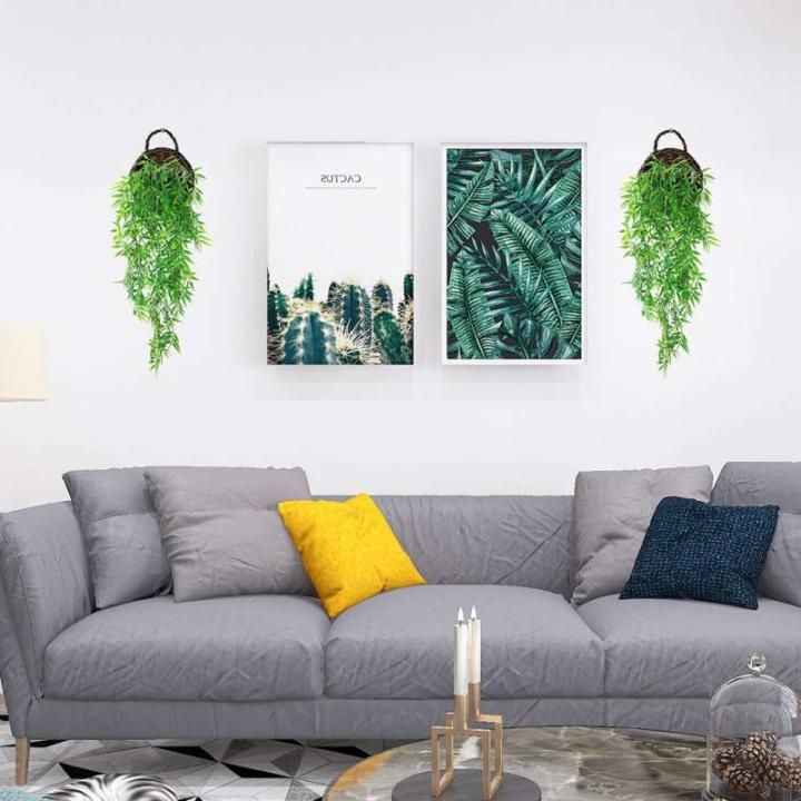 - Ophangmand van kunstmatige klimop, wandtapijt van , binnen- en buitendecoratie, bruiloft en tuinfeest, bamboebladeren, hout, bamboebladeren