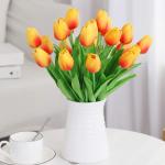 , , tulp, latex materiaal, voelt echt aan voor bruiloftskamer, thuis, hotel, feestdecoratie en doe-het-zelf decoratie (zonsondergang rood, 10 stuks)