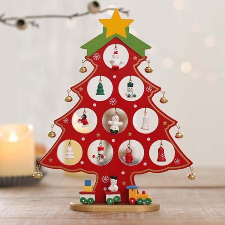 DIY Wooden Mini Christmas Tree Set, Mini Holz Christmas Tree Weihnachtsbaum mit Anhänger, Holz Tannenbaum Klein Weihnachtsbaum, Weihnachtsbaum aus Holz DIY Weihnachtsbaum für Wei