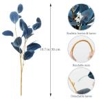 6 Stück Kunstpflanzen Eukalyptus blau künstliche Eukalyptusblätter Zweige mit Samen Silberne Dollar-Pflanzen für Zuhause Innenbereich Vase Blumenarrangement Party-Dekoration
