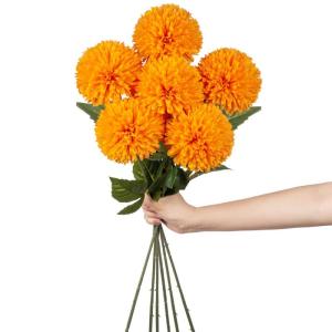 10 cm grote kunstbloemen hortensia met 63 cm lange steel, 6 stuks oranje kunstmatige hortensia bloemen, kunststof bloemen hortensia voor bruiloftsdecoratie, woondecoratie, kantoor,