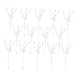 50 Stück Simulierte dreizackige Brautstrauß pflücken Kranzmaterial selber Machen Artificial sztuczne kwiaty Blumenstiel mit Acrylperlen DIY Krone versorgung Eisen Weiß