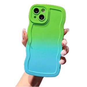 Miagon Gradient esthetische golfhoes voor iPhone XS Max, schattige golven, telefoonhoes voor dames en meisjes, krullend frame, design, siliconen TPU bumper beschermhoes