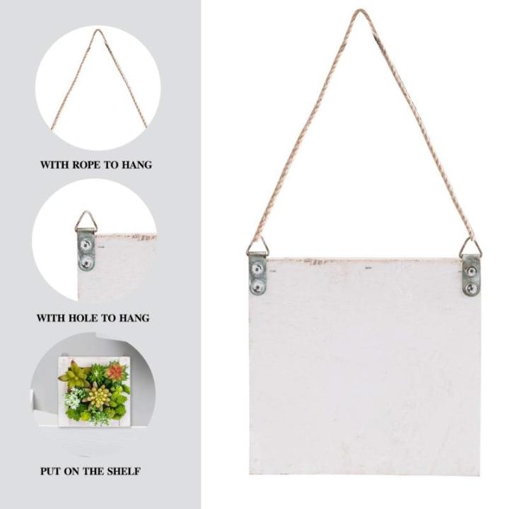 Opknoping Muur decoratieve voor Home Decor Indoor Vetplanten Planten Kunstmatige in Houten Frame 3D Groen Muur Art Decor Faux Planten voor Woonkamer Kwekerij Achtergrond (Set van 2