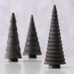 Houten decoratieve dennenbomen set van 3 15 cm om neer te zetten - zwart - kerstboomfiguur van grenen voor winterdecoratie - kerstboomdecoratie standaard tafeldecoratie raamdecorat