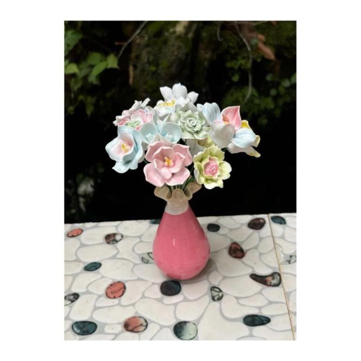 Wandblume aus Keramik, Blumenskulptur aus Keramik, Blumen aus Keramik, Heimdekor, Blumenarrangements aus Keramik, Kunstblumen, dekorative Arrangements (grün)
