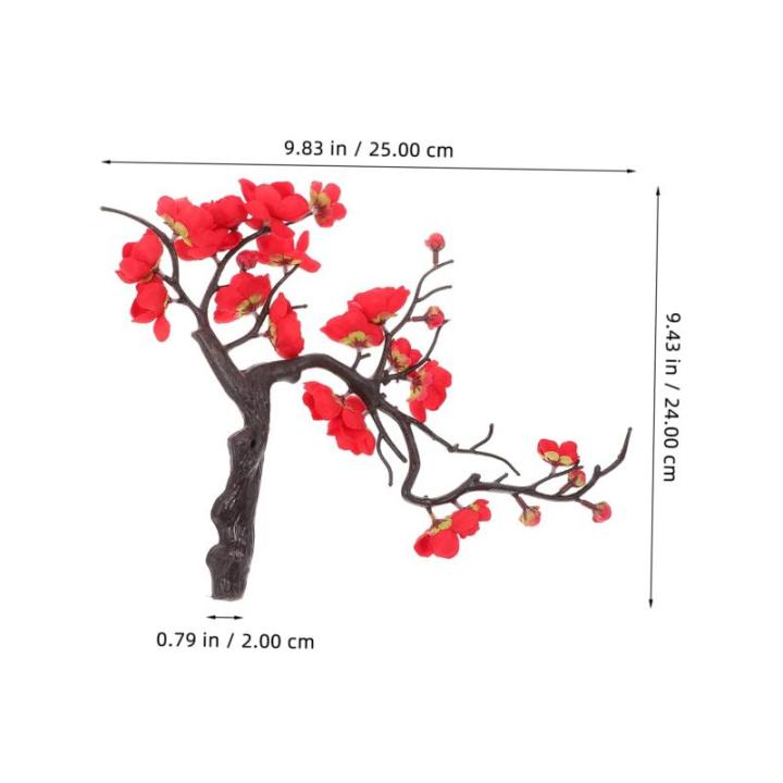2st Simulation Pflaumenblüte Gefälschte Pflaumenblüten-Picks Künstliche Pflaumenblüte Vasenfüllungsdekore Künstliche Zweige Partydekorationen Vase Pflaumenblütendekor Rot P