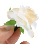 Kunstbloemkoppen, 50 stuks, kunstbloemen, rozen, voor bruiloft, feest, decoratie, doe-het-zelf (diameter 4 cm, crème)