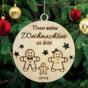 Eerste kerst voor derde kerstboom versiering met naam kerstdecoratie gemaakt van hout peperkoek kerstboom kerstdecoratie kerstboomversiering