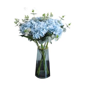 Kunstblumen Künstliche Blumen für Hochzeit, Party, Esstisch, künstlicher Blumenstrauß aus Hortensien mit Glasvase für jeden Anlass