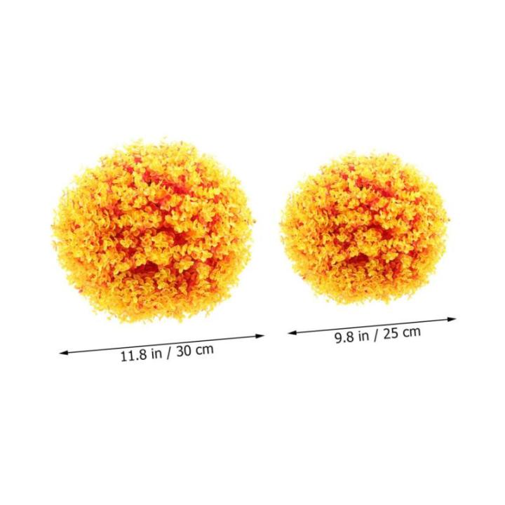 4 Stück Eukalyptus-grasball Künstliche Pflanzenkugeln Kunstpflanze Buchsbaum Formschnitt Kugeln Gefälschte Pflanzengrünkugeln Hochzeit Grasball Graspflanzenkugeln Orange Plasti