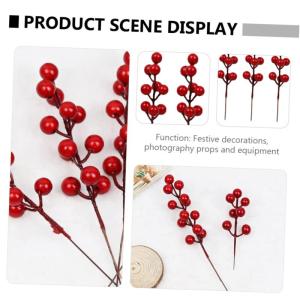 60 STK Simulation Rote Fruchtgabel Tannenzapfen-beerenpflücker Künstliche Stechpalmenbeeren Rote Beerenpflücker Weihnachtsstechpalmenbeerzweige Zweig Der Stechpalme Schaum