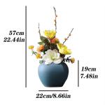 Kunstblumen Schlichter, moderner künstlicher Zen-Blumenstrauß – leichte, luxuriöse Dekoration in Keramikvase, 22 x 57 cm für Wohnzimmer, Veranda für jeden Anlass