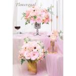 Künstliche Blumen Combo Rosa Blumen Mix Seidenblumen Rosen Pfingstrosen mit Stielen für DIY Hochzeit Brautsträuße, Babyparty, Blumenarrangement, Tischaufsätze, Heimdekoratione