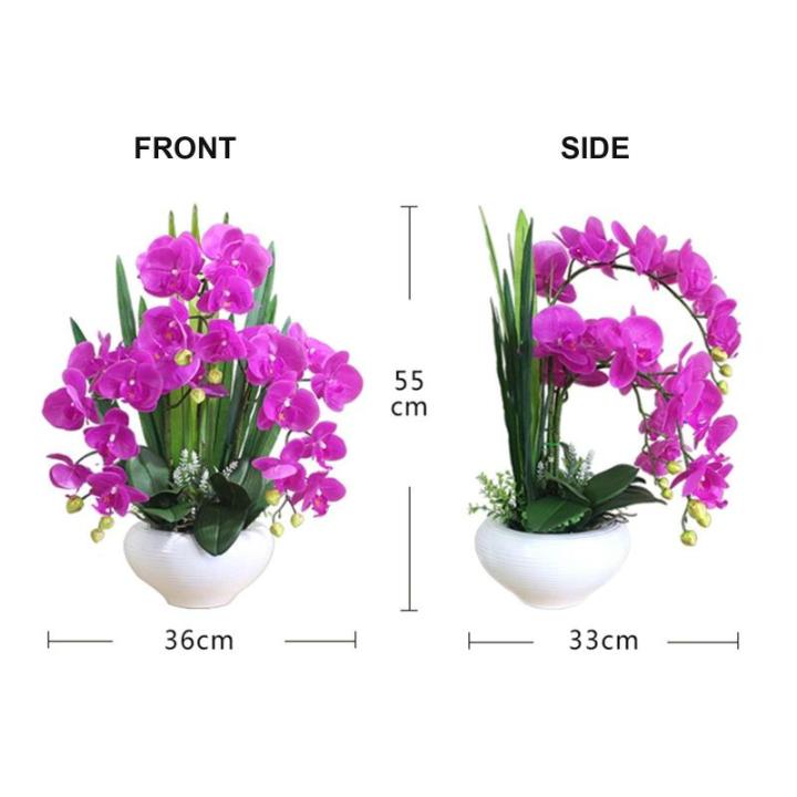 Kunstblumen Künstliche Orchideen – Realistische Touch-Orchideen-Bonsai in Keramikvase, Phalaenopsis-Kunstblumen-Arrangement im Topf für jeden Anlass