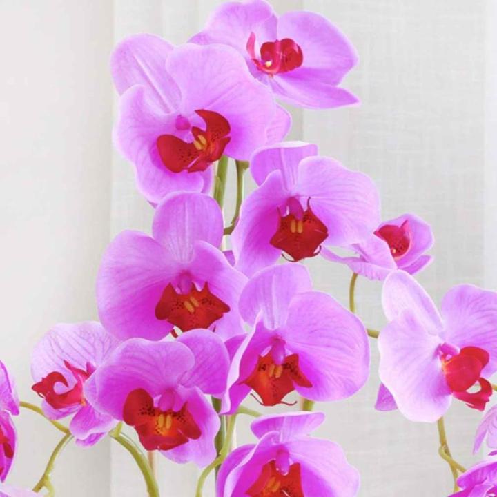 Kunstblumen Künstliche Blumen für den Innenbereich, Seidenorchideenblüten in Goldener Keramikvase, Dekorationsgeschenk für Freunde und Familie, schöne Form für jeden Anlass