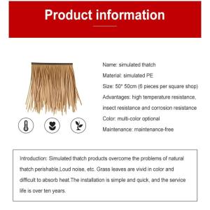 PE Simulatie Thatch Tile Roof Plastic Bont Gras Kunstmatige Straw PVC Fake Thatch Farm Winery Houten House Gazebo voor Hawaiian Feeel Bar Seaside Man Made Thatch,4 stuks