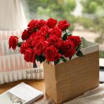 Kunstmatige Zijde Roos Bloem Enkele Stam Levensechte Nep Roos voor Bruiloft Boeket Bloemenarrangementen Huis Feest Bloemstuk Decoratie, 10 stuks (Rood)