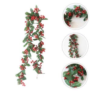 5St Rattan-Dekoration Rattan-Anhänger Künstliche rote Beerengirlanden Weihnachtsgirlande tannen girlanden mockin Anlage Christbaumschmuck simuliertes Rattandekor Szenenlayout-Dek