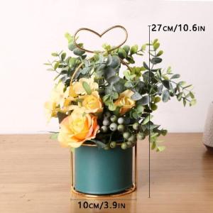 Kunstblumen Künstliche Blumen mit Topf, tragbare Blumenarrangements Kunstpflanze für Zuhause, Hochzeit, Party, Büro, Herzstück, Dekoration für jeden Anlass