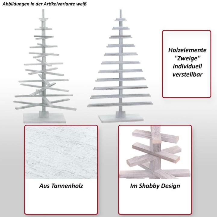Decoratieve kerstboom HWC-H77, 3D-kerstboom, kerstdecoratie, shabby look, dennenhout, verstelbaar, 130 x 82 x 82 cm, wit