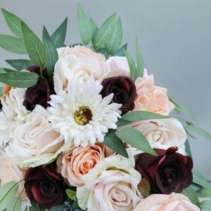 Künstliche Seidenblumen, Ornament, handgehalten, weinrote Blumen, Ornament, Basteln, Dekorationszubehör für Hochzeit, Valentinstag