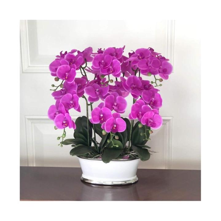 Kunstblumen Künstliche Pflanzen, künstliche Phalaenopsis-Orchidee, Schmetterlingsorchideen mit Keramik-Blumentopf, realistische Blumendarstellung im Topf für jeden Anlass