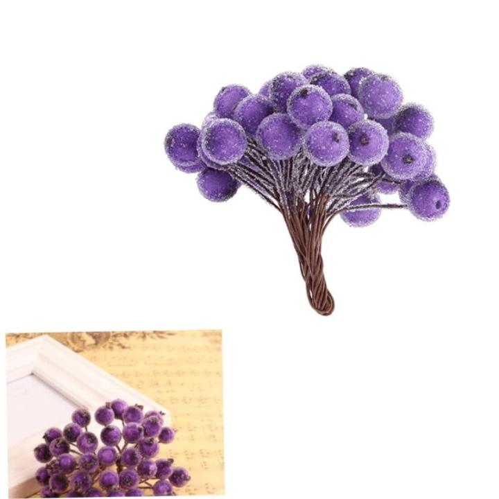 200pcs künstliche Beere Stängel gefrostete Obstbeeren Weihnachtskranzzubehör Mini Weihnachten Beeren Picks Blumenzweig Weihnachtskranz Dekorationen für Urlaub Dekoration Party,