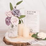 Kunstbloemen, rozen, 25 stuks, decoratieve kunstrozen met steel, voor doe-het-zelf bruiloftsfeest, Valentijnsdag, Moederdag, babyshower, woondecoratie, kleurverloop, paars