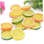 5 Sätze Nachahmung Einer Zitronenscheibe Gefälschte Himbeere Künstliche Zitronenscheiben Dekorationen Künstliche Fruchtscheiben Gemüse Obstscheiben Kalk PVC 24 Stück * 5