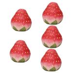 5St Erdbeergarnitur bürodeko büro Dekoration Erdbeer-Dekoration Office Decoration Szenenschmuck gefälschte Erdbeere Ornamente lebensechtes Fruchtmodell Simulation Erdbeere höl