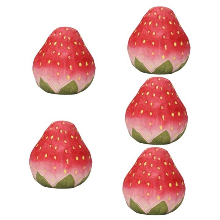 5St Erdbeergarnitur bürodeko büro Dekoration Erdbeer-Dekoration Office Decoration Szenenschmuck gefälschte Erdbeere Ornamente lebensechtes Fruchtmodell Simulation Erdbeere höl