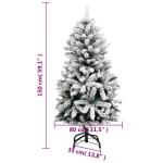 Weihnachtsbaum, Klappbar Beleuchtet Christbaum mit 150 LEDs Kugeln Ständer, Beschneit Tannenbaum Kunstbaum mit 8 Beleuchtungsmodi, Weihnachtsdeko Dekobaum, 150cm