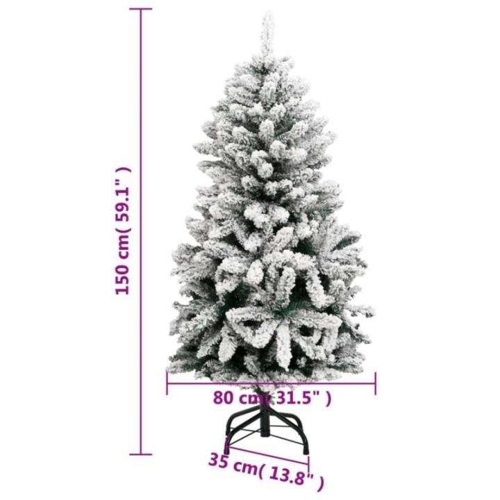Weihnachtsbaum, Klappbar Beleuchtet Christbaum mit 150 LEDs Kugeln Ständer, Beschneit Tannenbaum Kunstbaum mit 8 Beleuchtungsmodi, Weihnachtsdeko Dekobaum, 150cm
