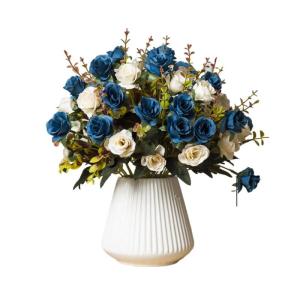 Kunstblumen Künstliche Rosenblumen, Topfschmuck, satte grüne Blätter, für Zuhause, Hochzeit, Büro, Tischdekoration, Geschenk für jeden Anlass