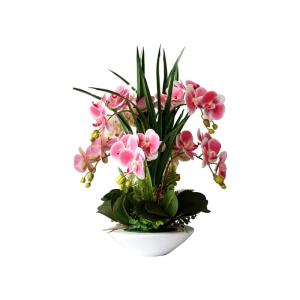 Kunstblumen Künstliche Pflanzen, Orchideen-Blumen-Arrangement für Hotel-Heimdekoration, PU-Kunstpflanzen, 7 Zweige, Phalaenopsis-Blumen für jeden Anlass