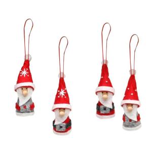 Schattige gebreide poppetjes als kerstornament, in 2-delige set, in grijs/rood