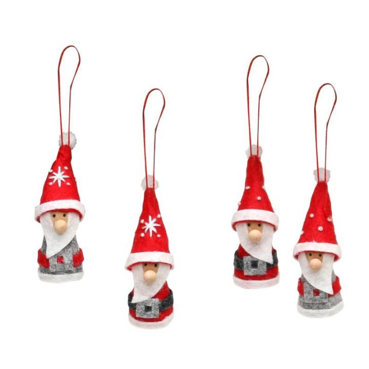 Schattige gebreide poppetjes als kerstornament, in 2-delige set, in grijs/rood