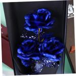 1 Stück 3 Geschenkrosen Zum Gedenken An Die Braut Folienblumen Künstlicher Blumenstrauß Romantische Rose Künstlicher Blumenstrauß Goldfolien Rosenstrauß Blau