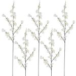 Faux Cherry Blossom Zweige 5pcs 39 Zoll realistische Kirschblütenstiele mit 4 Stielen Seidenkirschblütenblumenzweige für Vase Lange Stiele falsche Blüten Vase -Arrangements Wei