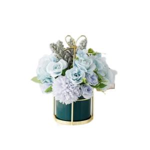 Kunstblumen Künstliche Blumen, Ornamente, Topfblumen, Arrangement, Heimdekoration, mit grünem Keramik-Blumentopf für jeden Anlass
