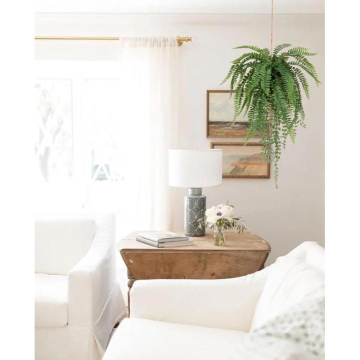 Kunstmatige hangplant van 35 cm met henneptouw, nepplanten, Boston-varen, hangende planten voor binnen, voor thuis, keuken, badkamer, wanddecoraties