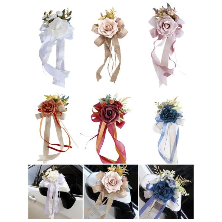6 Stücke Simulation Blume Form Auto Dekoration für Hochzeit Festivers Party Supplies