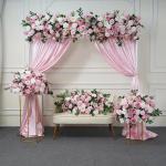 Pfirsich Rosa Weiß Künstliche Blume Ball Hochzeit Hintergrund Bogen Dekor Blumenarrangement Rose Baby Atem Grün Blatt Party Event Tisch Mittelstücke (Flower Ball,80cm)