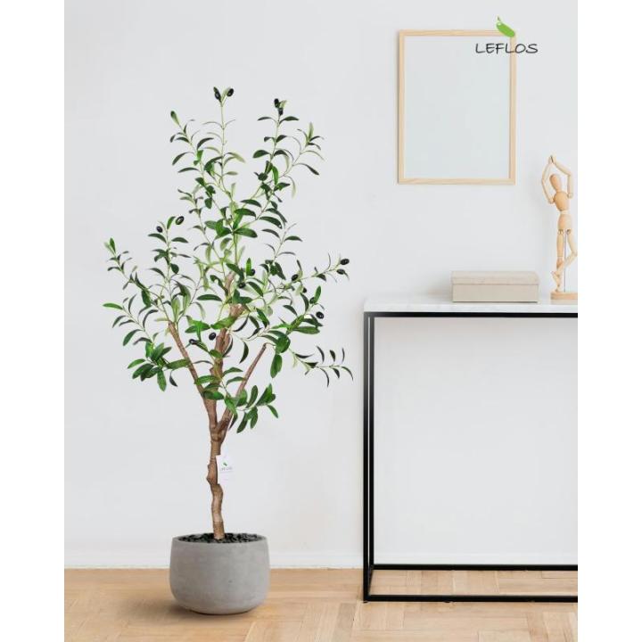 120cm künstliche Olivenbäume, nur für den Innenbereich mit lebendigem Stamm, verstellbarem Zweig und prallen Oliven, deko für Büro, Laden, Wohnung und Party