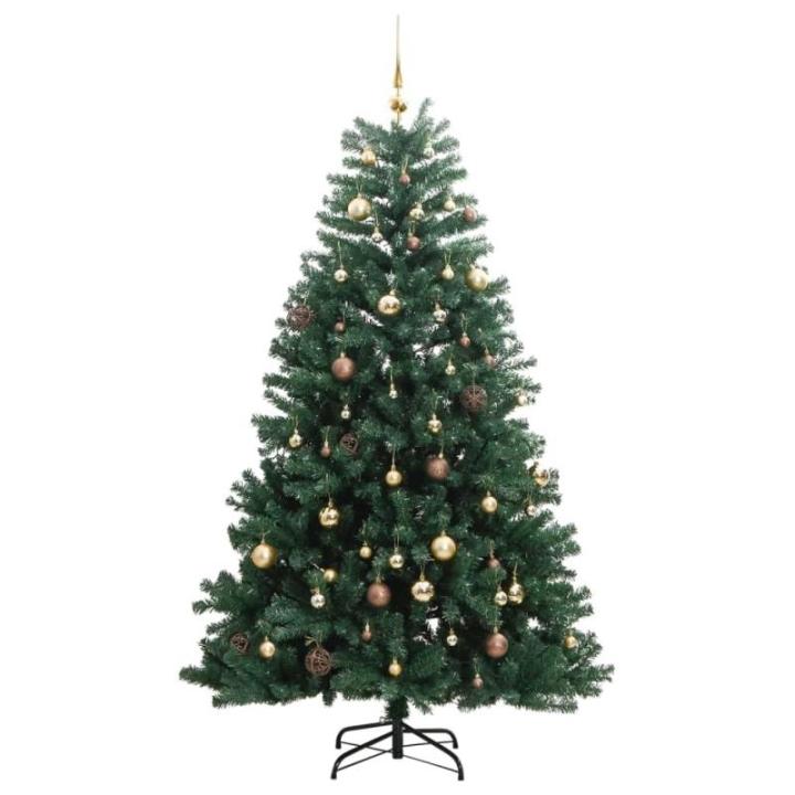 Christbaum Beleuchtet Tannenbaum Kunstbaum mit 8 Beleuchtungsmodi,Weihnachtsdeko Dekobaum Künstlicher Weihnachtsbaum Klappbar 300 LEDs & Kugeln 180 cm