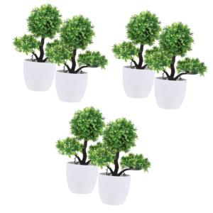 6 STK simulierte Topfpflanze künstlicher Bonsai falsche Pflanzenverzierung kunstpflanze kunstplflanze künstliche Pflanzen Dekor Pflanzen für Schlafzimmer Haustürpflanzen in Tö