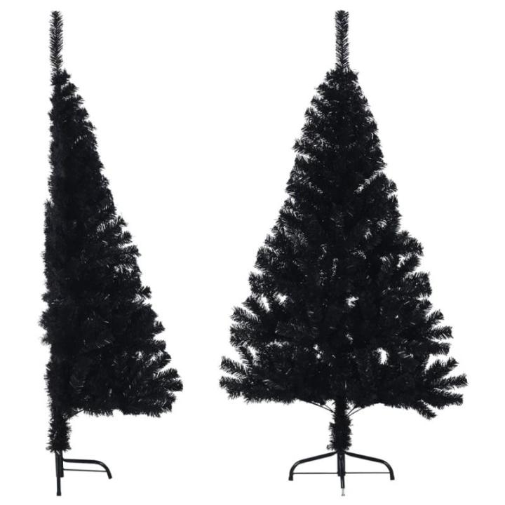Kunstkerstboom met standaard, hoge kunstkerstboom, 120 cm hoog, kerstdecoratie van pvc en staal, zwart