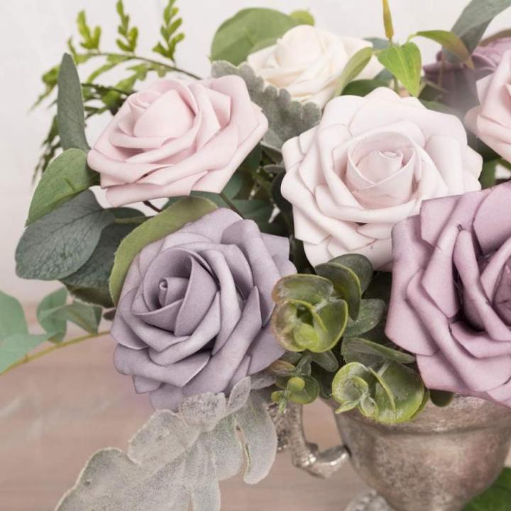 50 stuks rozen, decoratieve bloemen, kunstrozen met stelen, kunstbloemen als echt voor doe-het-zelf bruiloftsfeest, Valentijnsdag, Moederdag, babyshower, woondecoratie, kleurverloo