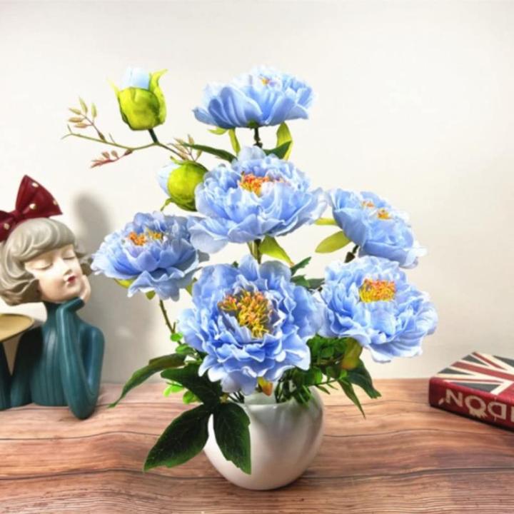 Kunstblumen Künstliche Pfingstrosen, Blumenarrangements, Zimmerpflanze für Heimbüro-Dekoration, künstliche Bonsai-Baum-Pfingstrose, 5 Farben für jeden Anlass